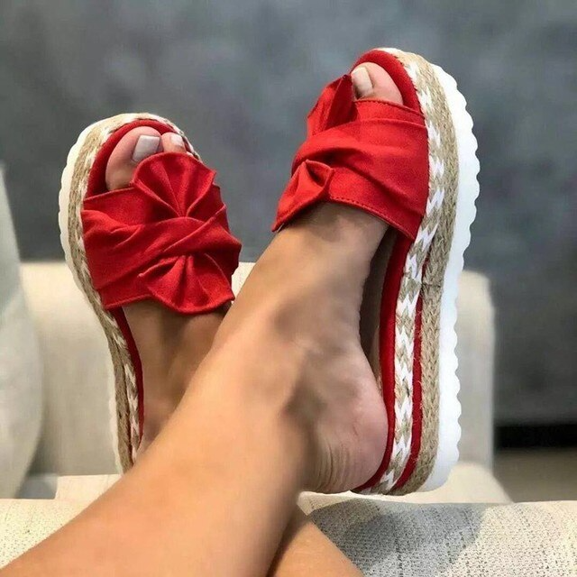 Dames Orthopedische Plateau Sandalen Met Strik