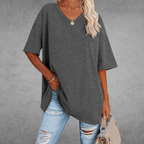 Dames Oversized T Shirt Met V Hals