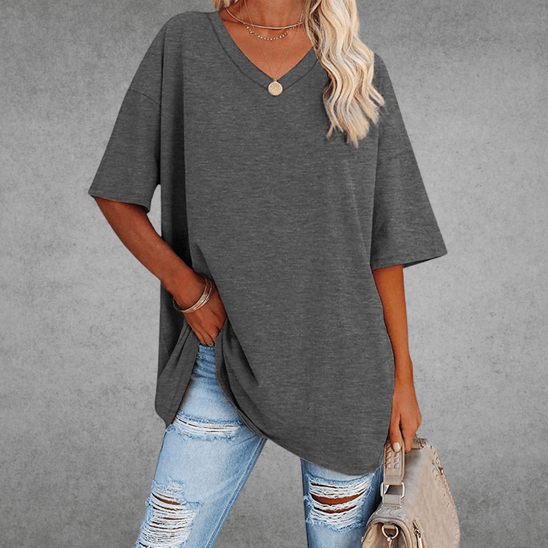 Dames Oversized T Shirt Met V Hals