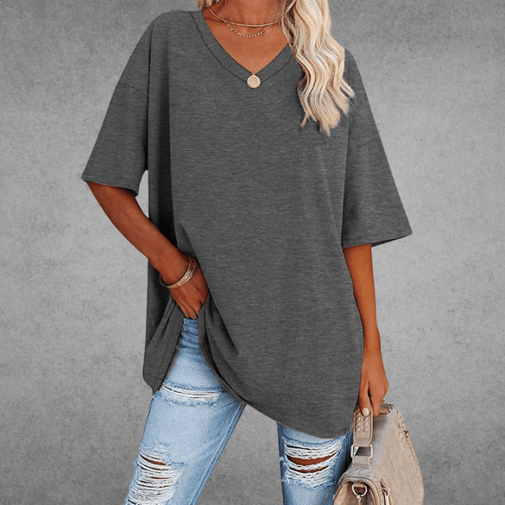 Dames Oversized T Shirt Met V Hals