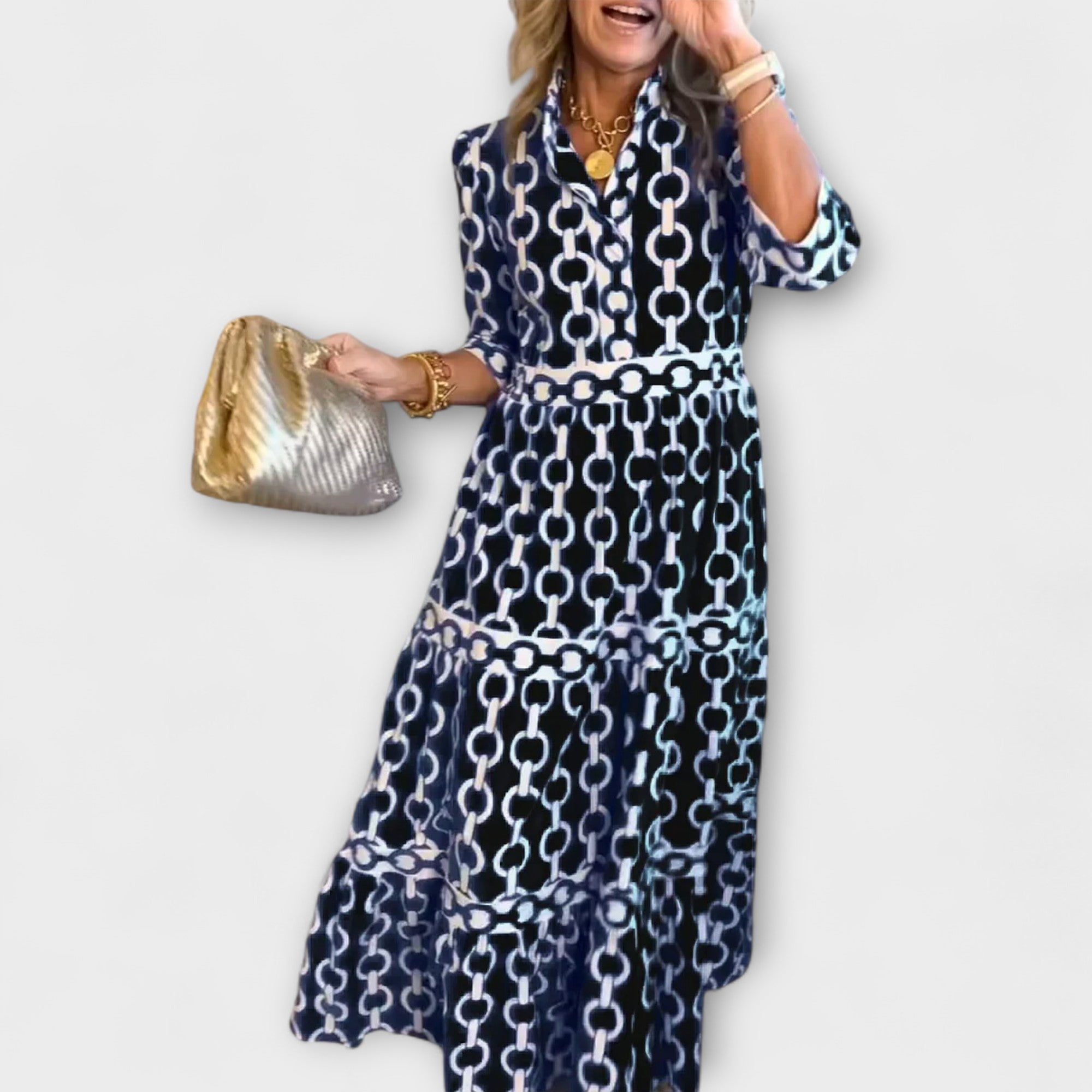Dames Midi Jurk Kettingprint