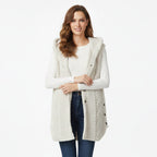 Dames Gebreid Vest met Capuchon Relaxed Fit