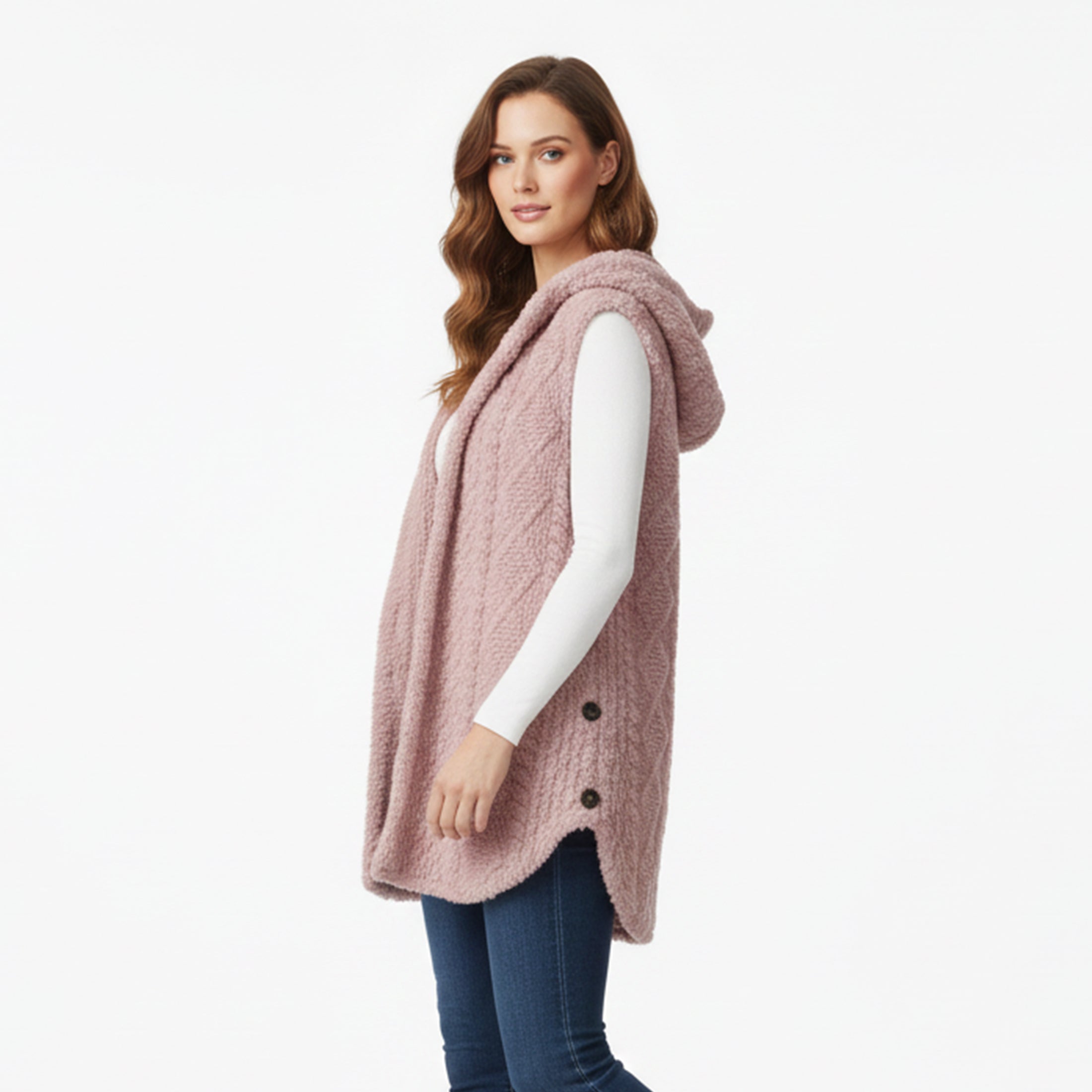 Dames Gebreid Vest met Capuchon Relaxed Fit