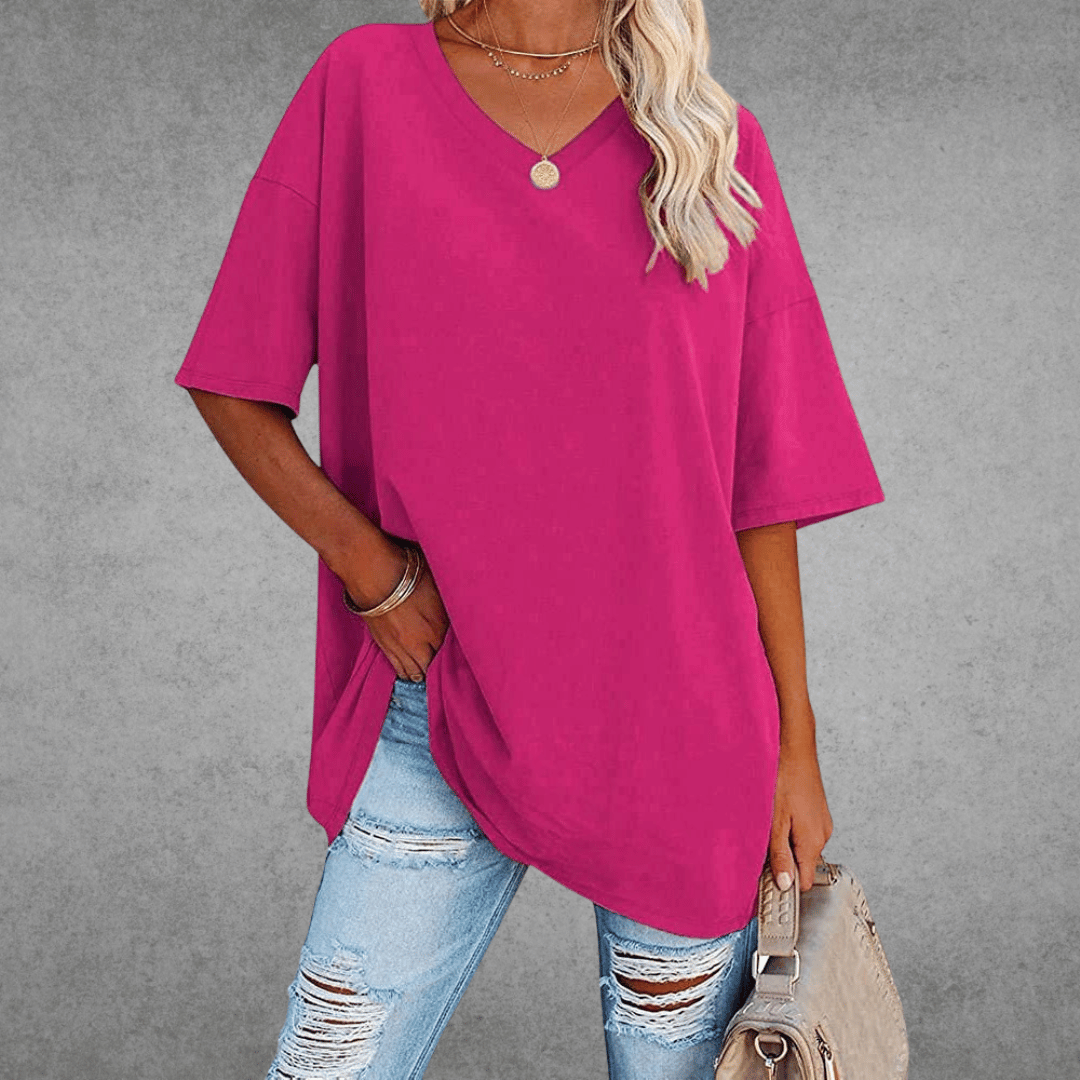 Dames Oversized T Shirt Met V Hals