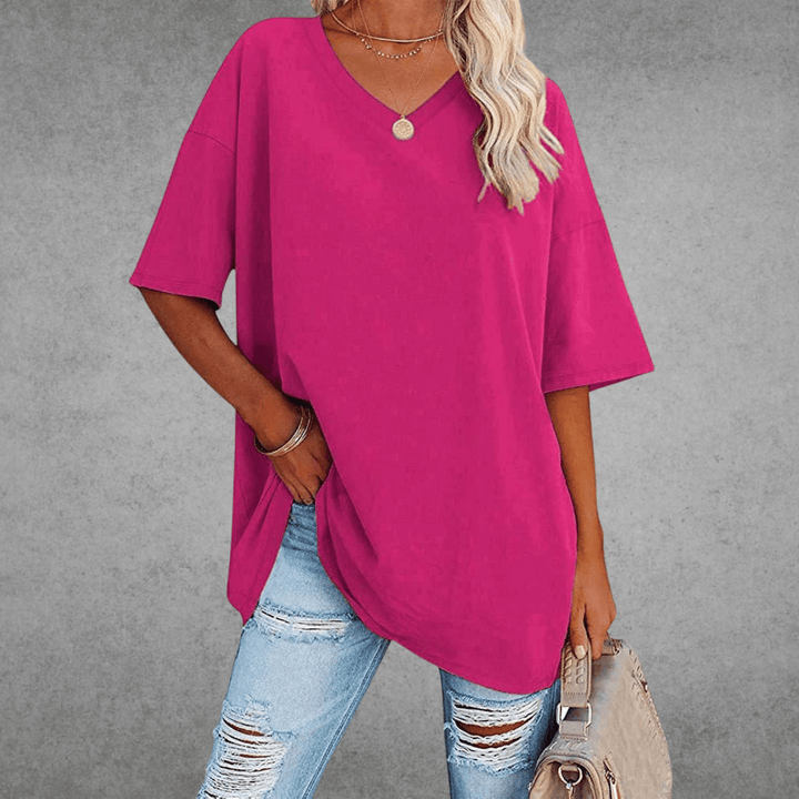 Dames Oversized T Shirt Met V Hals