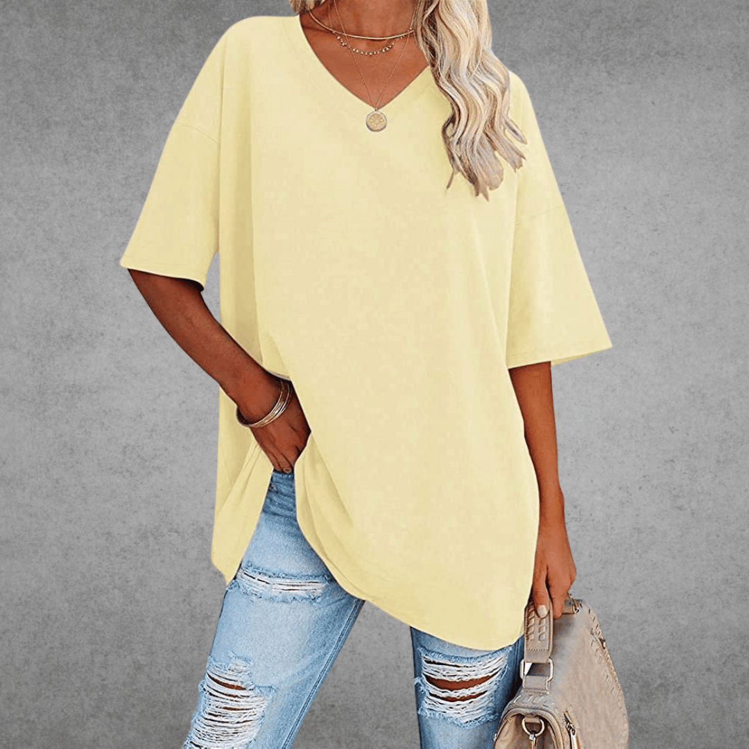 Dames Oversized T Shirt Met V Hals