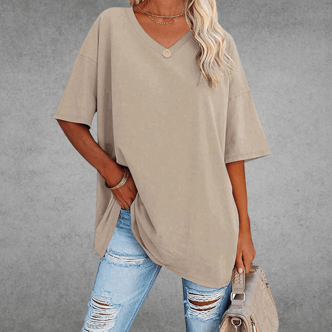 Dames Oversized T Shirt Met V Hals