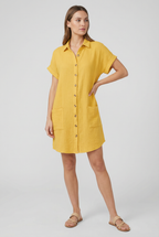 Dames Katoenmix Shirt Mini Jurk Korte Mouwen