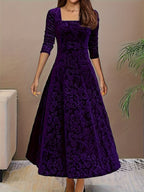 Dames Fluwelen Maxi Jurk Elegant