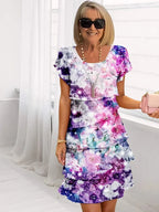 Dames Mini Jurk met Ruches en Bloemenprint