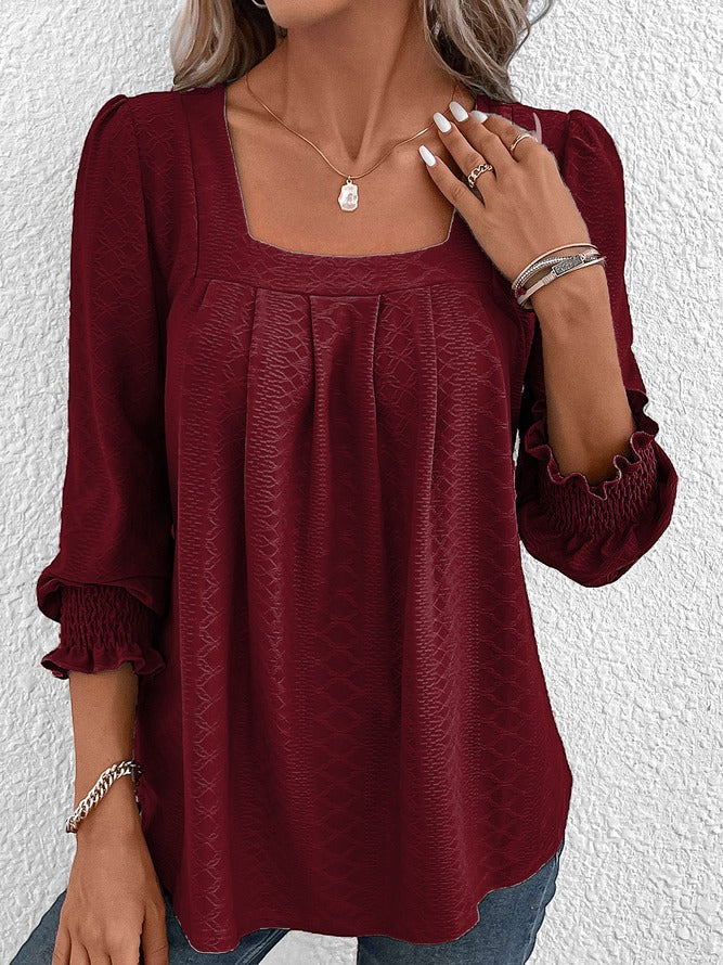 Sabrine Blouse | Katoenen Blouse met Vierkante Halslijn