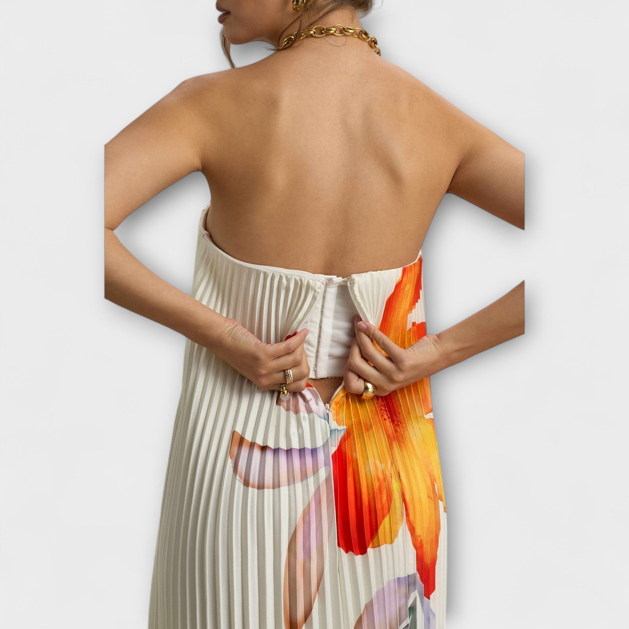 Women's Floral Print Maxi Dress with Sweetheart Neckline