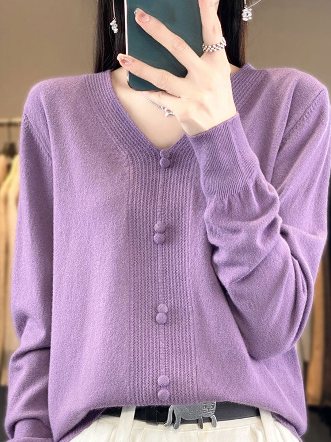 Wrenda-Lynn Trui | Casual V-hals Gebreide Trui
