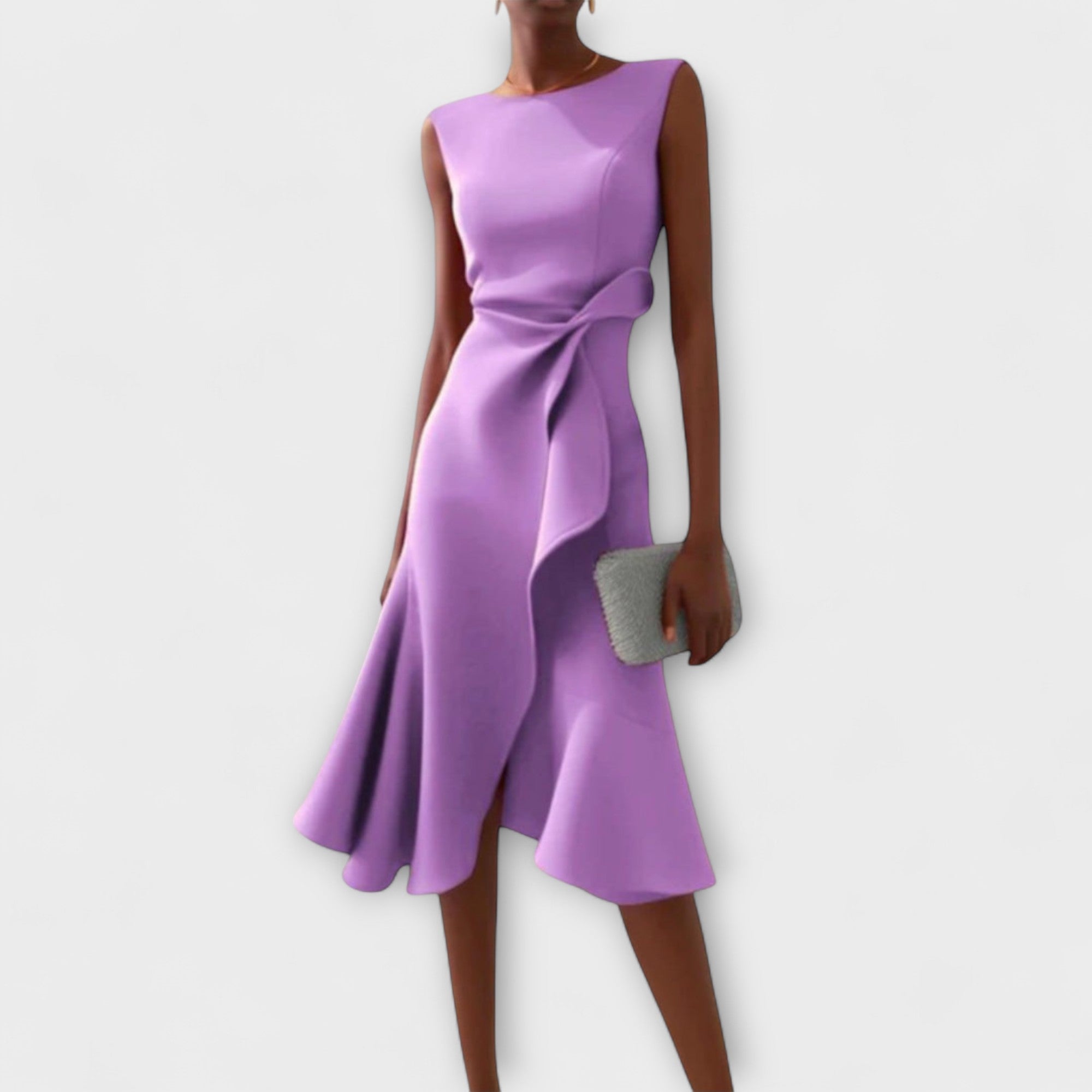Dames Asymmetrische Midi Jurk Gedrapeerd