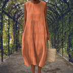 Dames Mouwloze Midi Jurk met Zakken