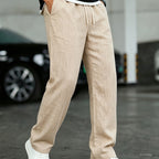 Heren Casual Broek met Trekkoord en Linnen Look Montarello
