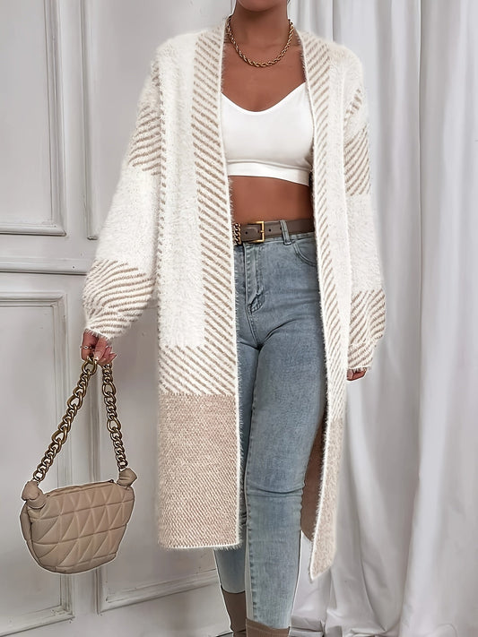 Camille Vest | Dames Herfst Lang Gebreid Vest met Open Voorzijde