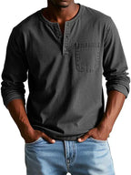 Heren Casual Henley Shirt met Lange Mouwen Montarello