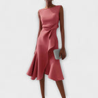 Dames Midi Jurk met Ruffle Zoom en Wikkel Detail