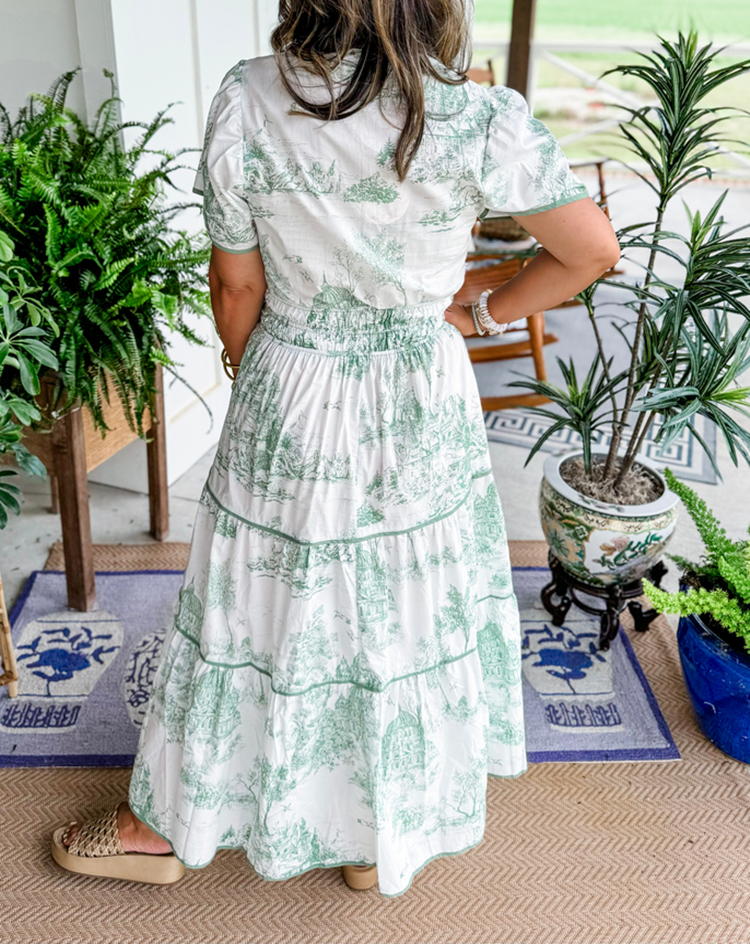 Dames Klassieke Toile Maxi Jurk