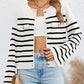 Reese Vest | Gestreepte Knoopsluiting Vest met Zakken