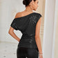 Tinette Top | dames één schouder lovertjes top