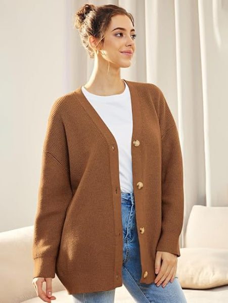 Ukiah Vest | Dames Herfst Oversized V-hals Vest met Knopen