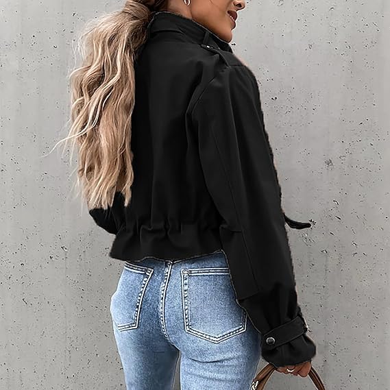 Yuliana Jas | Herfst Korte Cargo Jas met Zakken