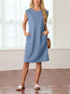 Dames Midi Jurk met Zakken Relaxed Fit