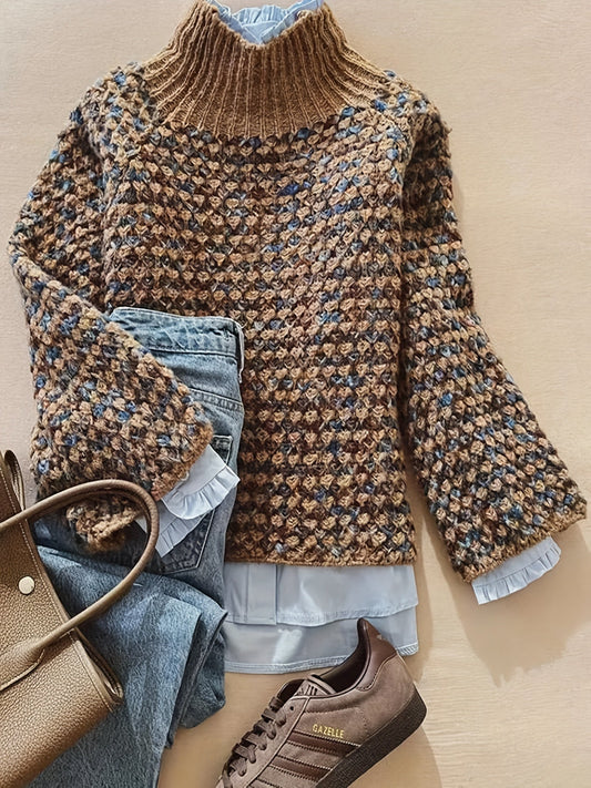 Carina Trui | Dames Herfst Gebreide Trui met Structuur