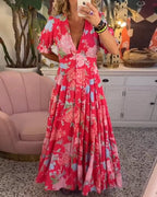 Dames Maxi Jurk Bloemenprint met Gesmokte Taille