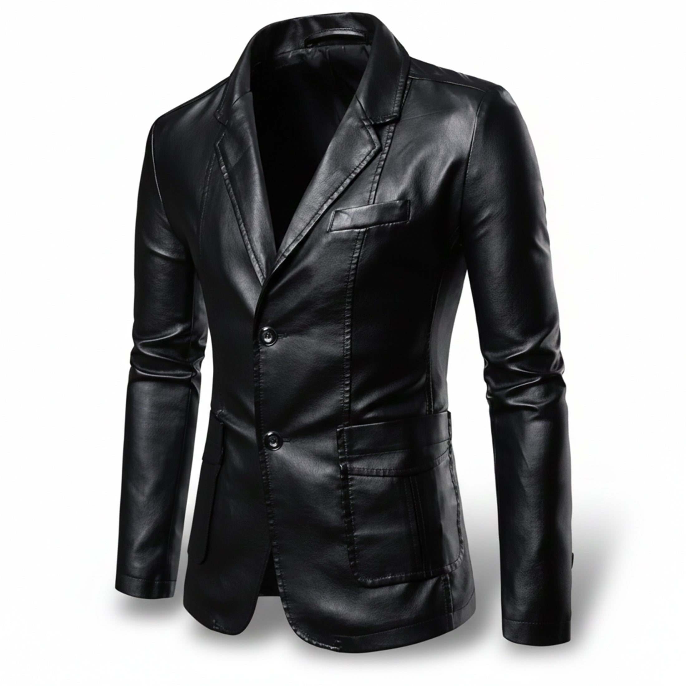 Heren Lange Leren Jas Relaxed Fit
