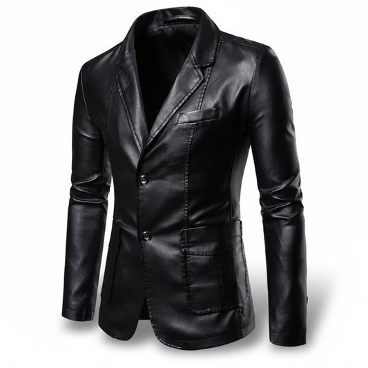 Men's Long Leather Jacket Relaxed Fit