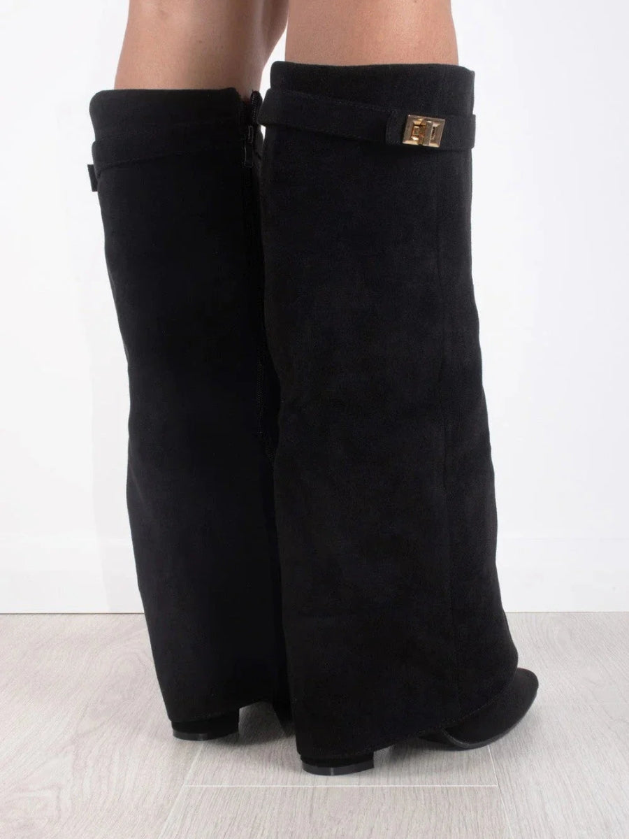 Dames Suède Boots met Gouden Details