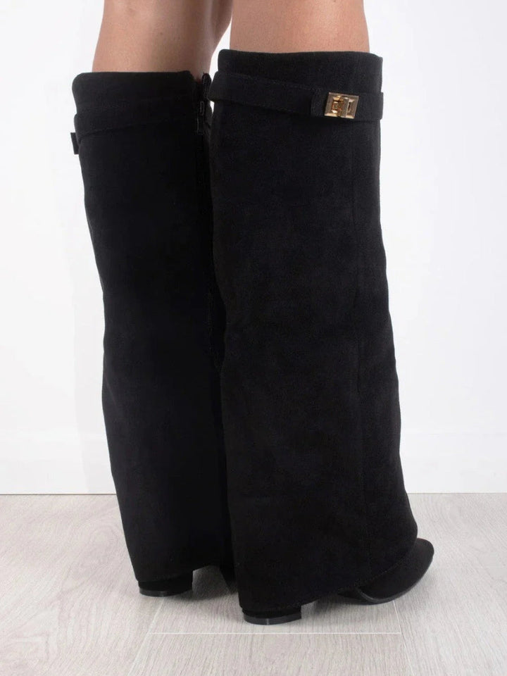 Dames Suède Boots met Gouden Details