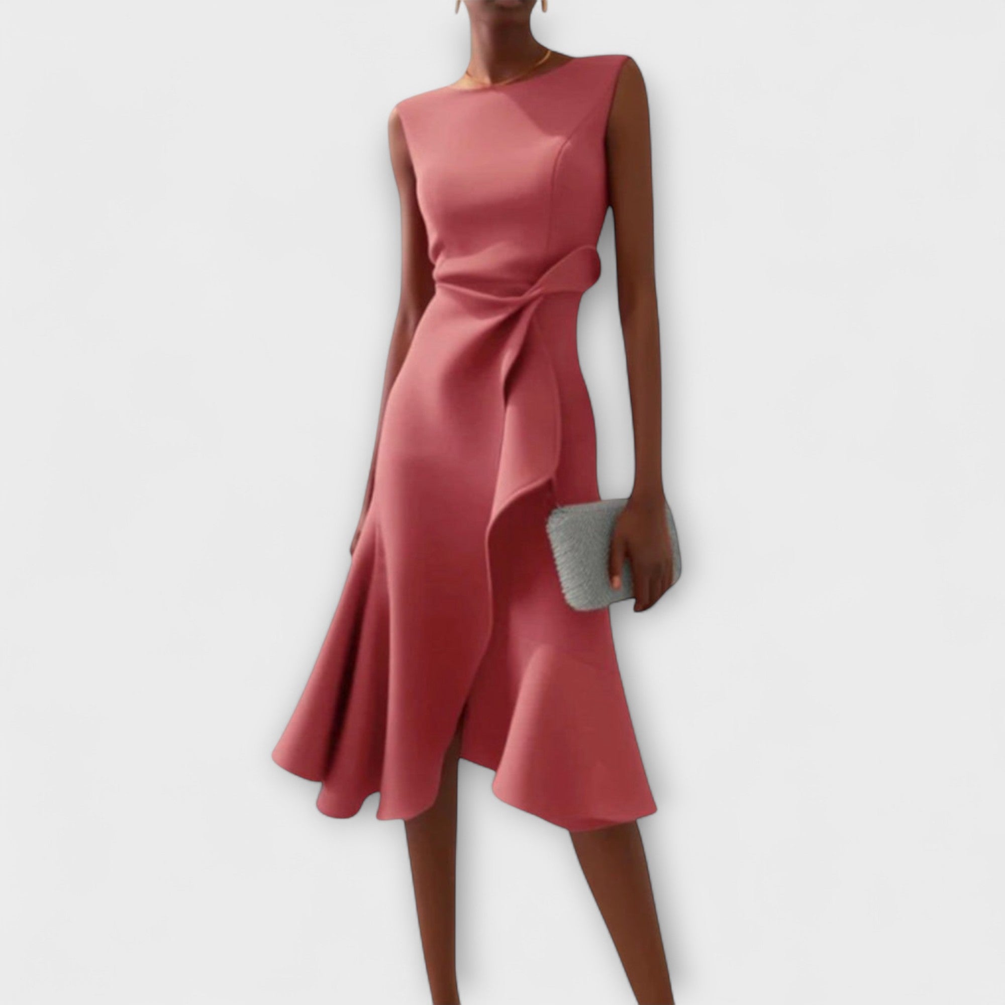 Dames Asymmetrische Midi Jurk Gedrapeerd