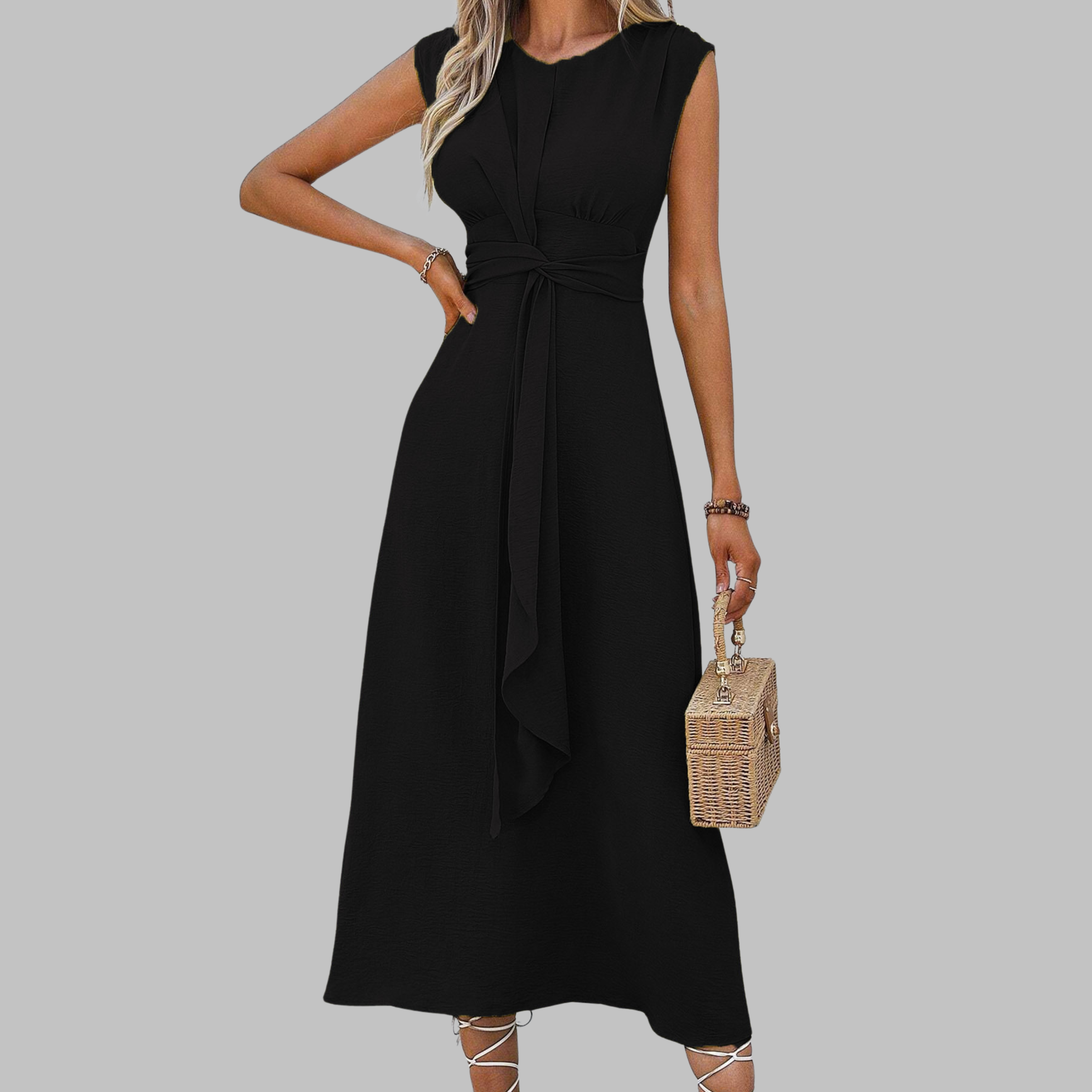 Dames Midi Jurk met Open Schouders