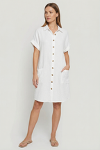 Dames Katoenmix Shirt Mini Jurk Korte Mouwen