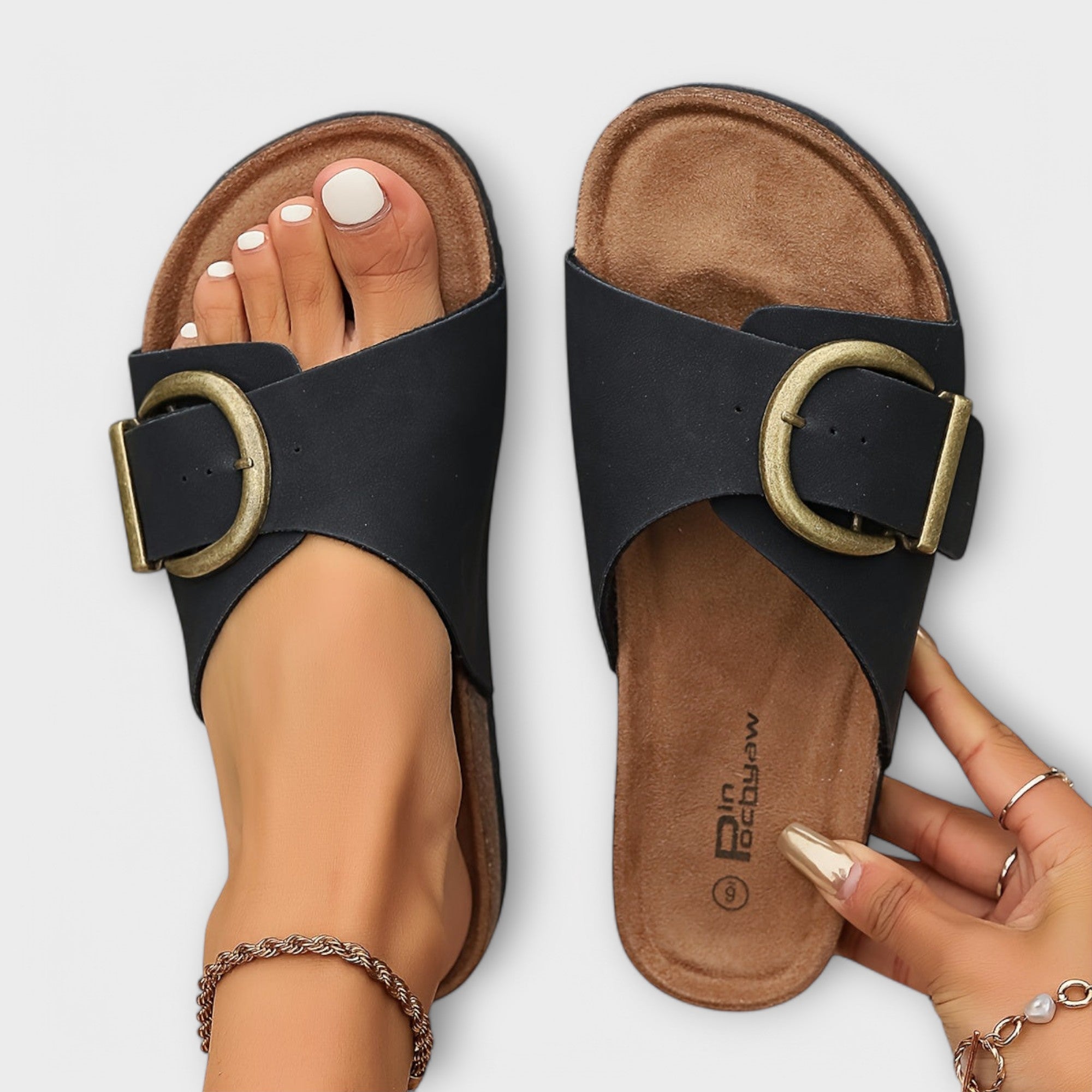 Dames Instap Sandalen met Brede Band