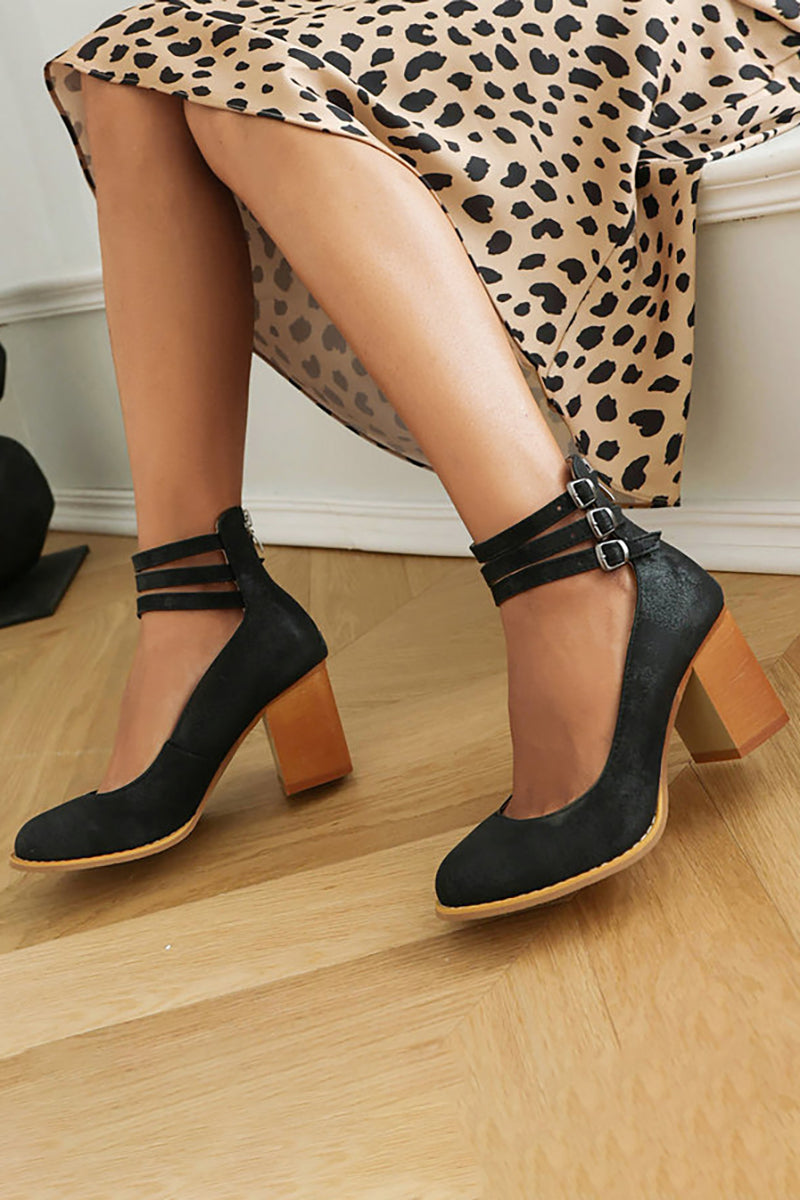 Dames Sandalen met Enkelband en Dikke Hak
