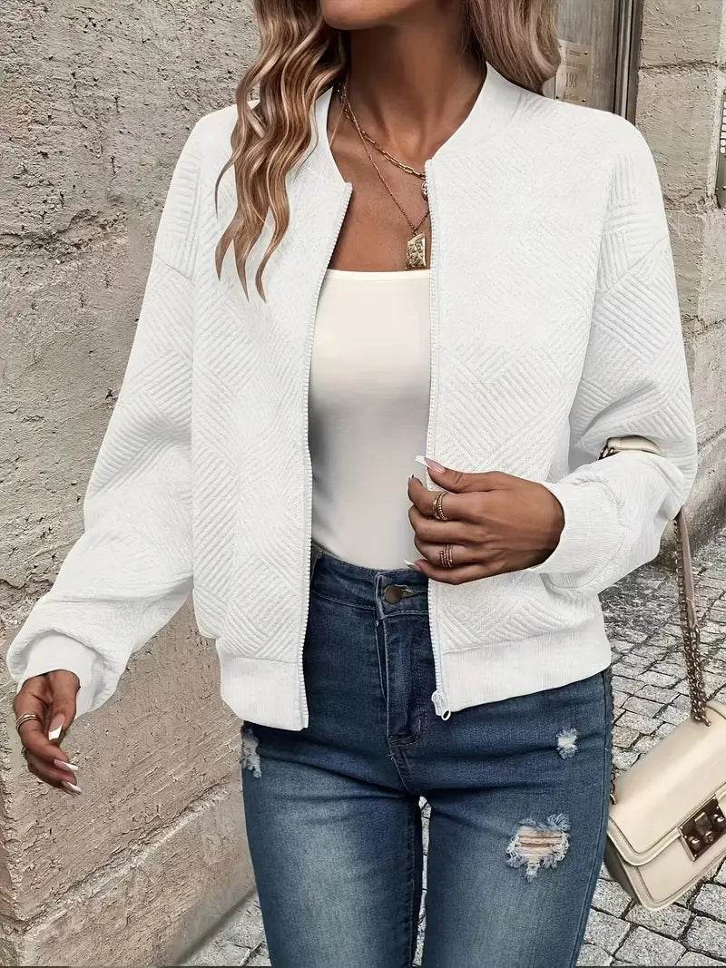 Valentina Vest | Dames Herfst Gebreid Vest met Rits, Geribde Zoom en Lange Mouwen