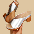Dames Open Teen Blokhak Instap Sandalen