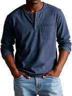 Heren Casual Henley Shirt met Lange Mouwen Montarello