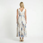 Dames Geplooide Bloemenprint Maxi Jurk