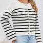 Reese Vest | Gestreepte Knoopsluiting Vest met Zakken