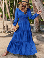 Women's Maxi Dress with Lantern Sleeves