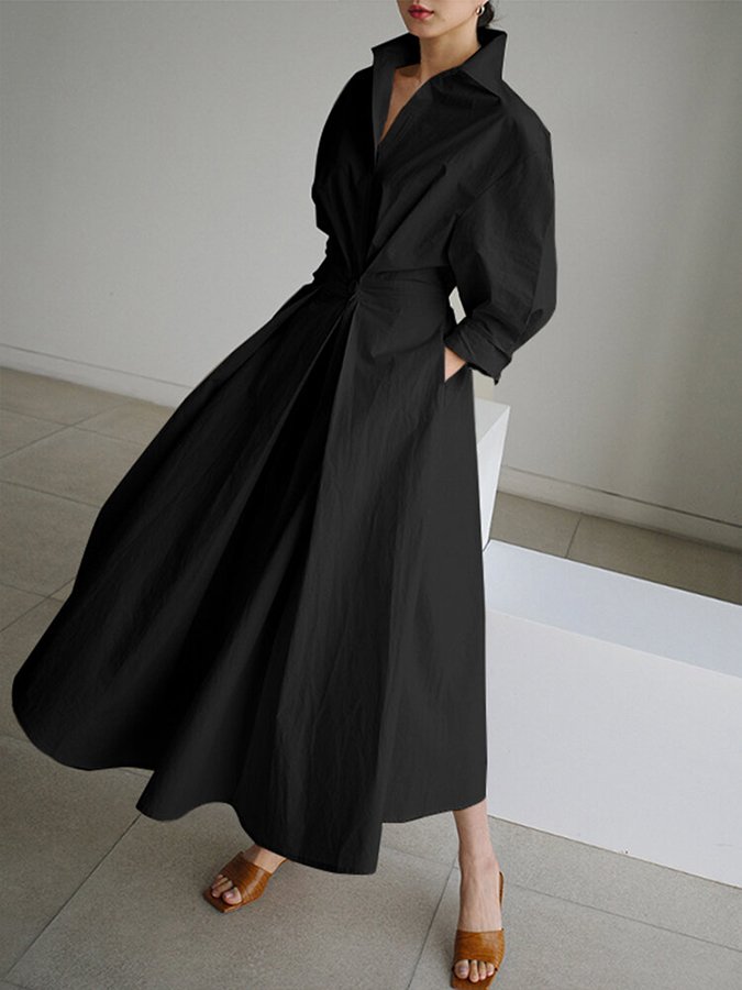 Vicki Jurk | Dames Herfst Elegante Maxi Jurk met Zwierige Pasvorm