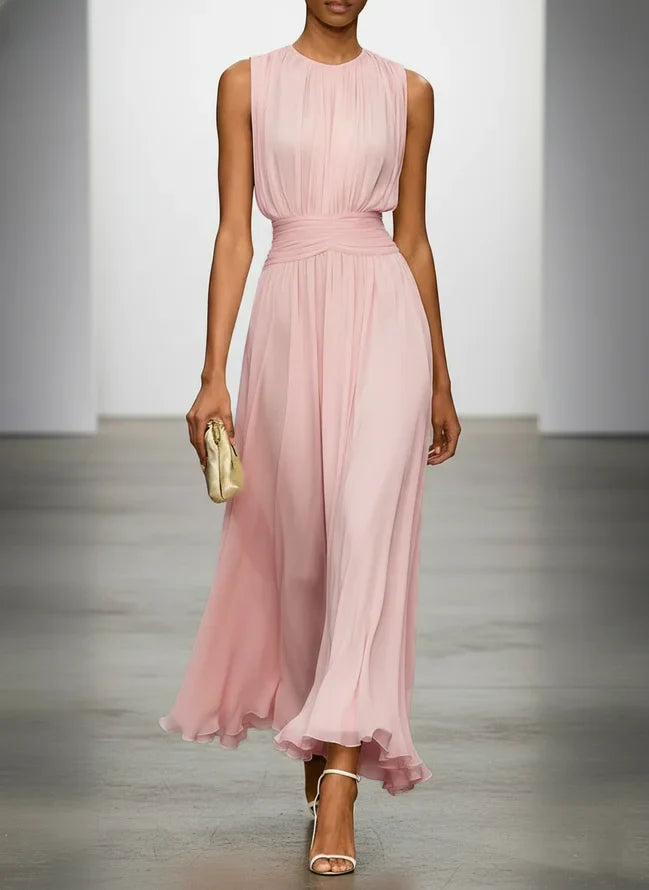 Dames Mouwloze A Lijn Maxi Jurk Chiffon