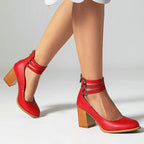 Dames Sandalen met Enkelband en Dikke Hak