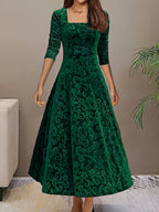 Dames Fluwelen Maxi Jurk Elegant